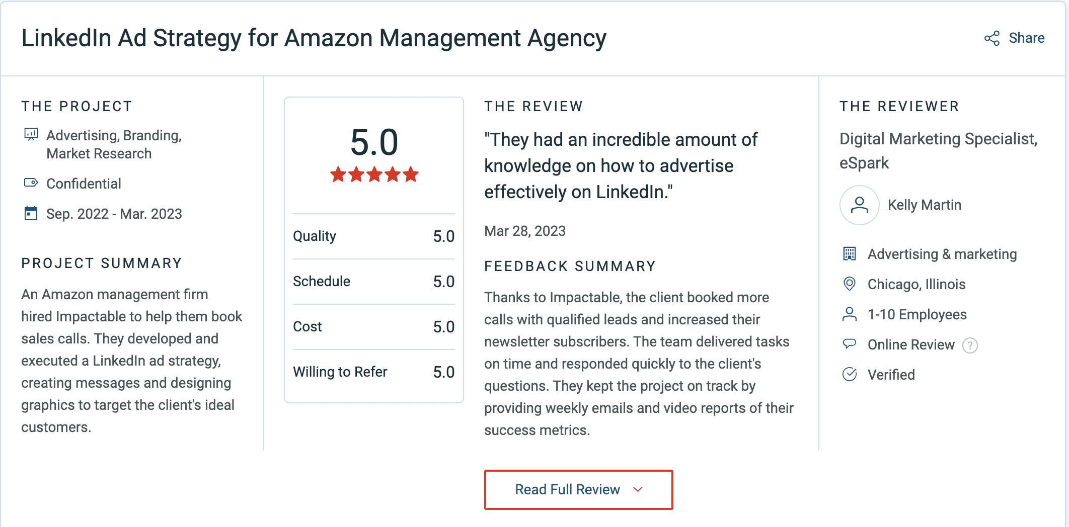 Linkedin ads agency reviews - Impactable Review